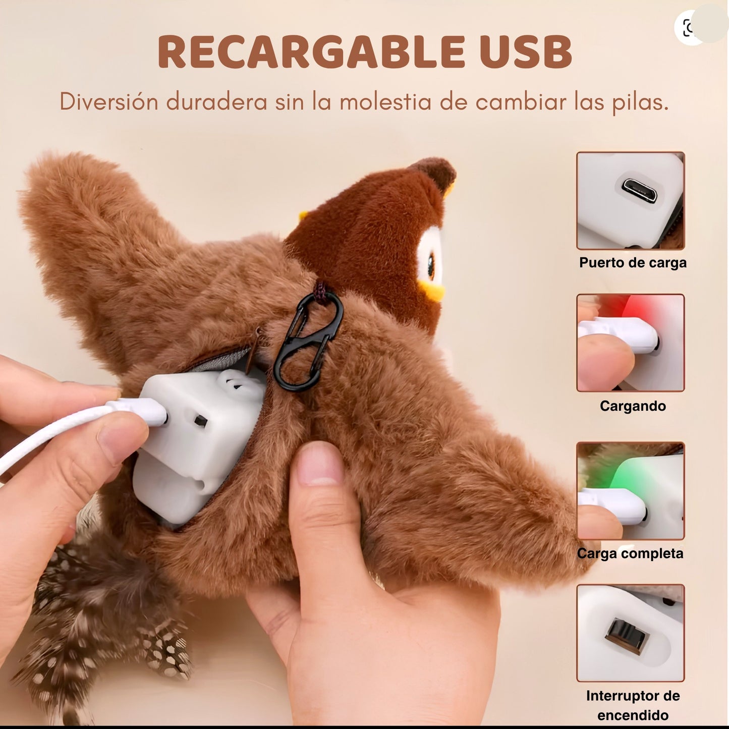 Pájaro Interactivo para Gatos · Juguete que Canta y Aletea | Bulgo